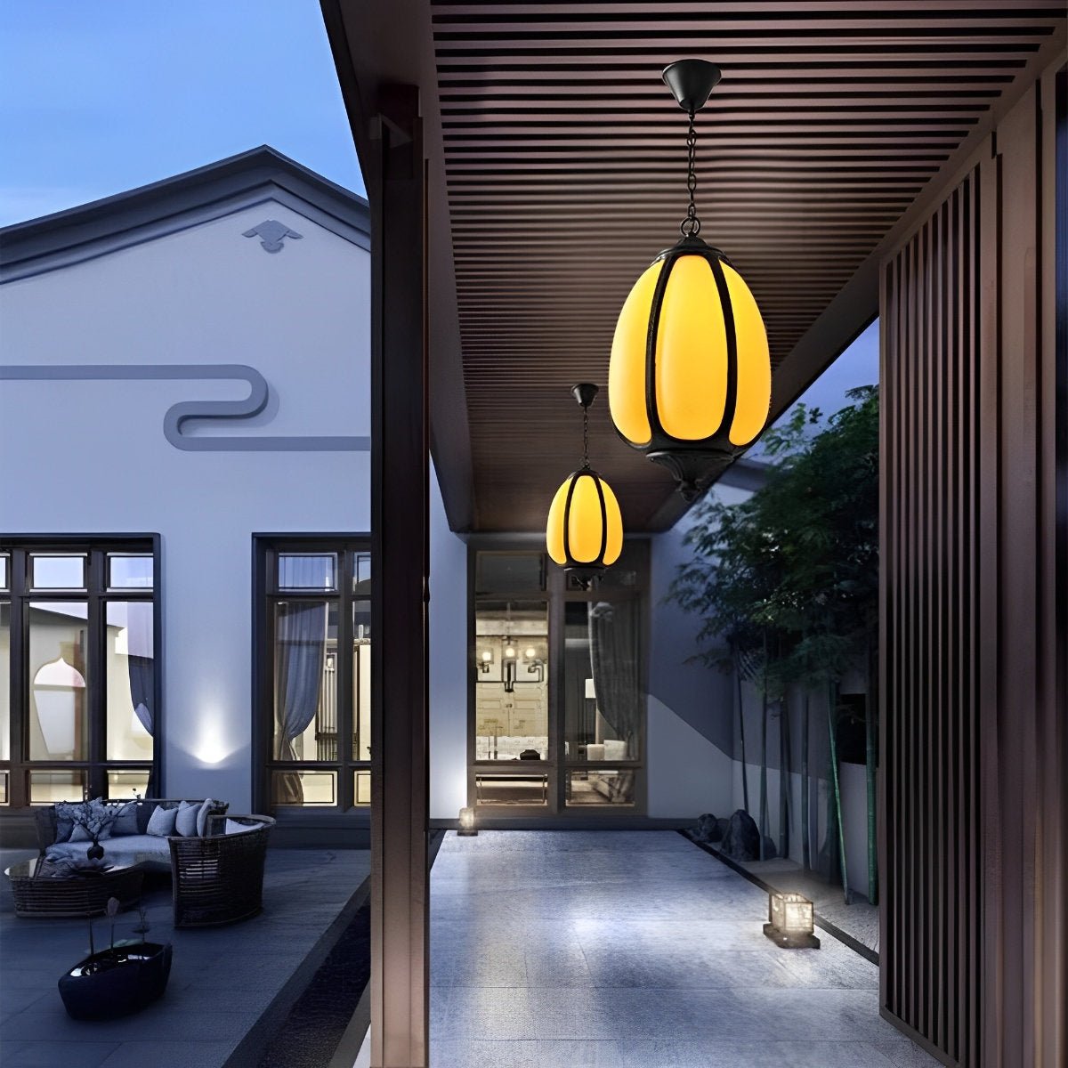 Outdoor Waterproof Pumpkin Pendant Lights Garden Lantern Lamp