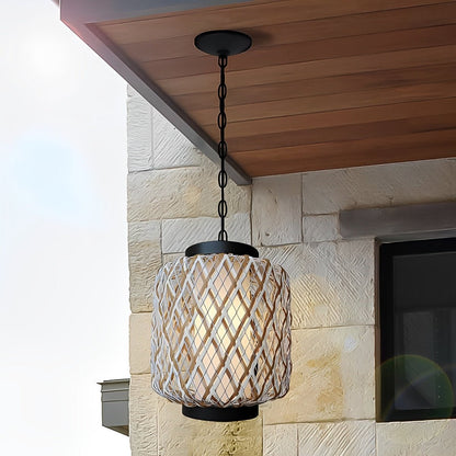 Outdoor Waterproof Rattan Hanging Lanterns Pendant Lights