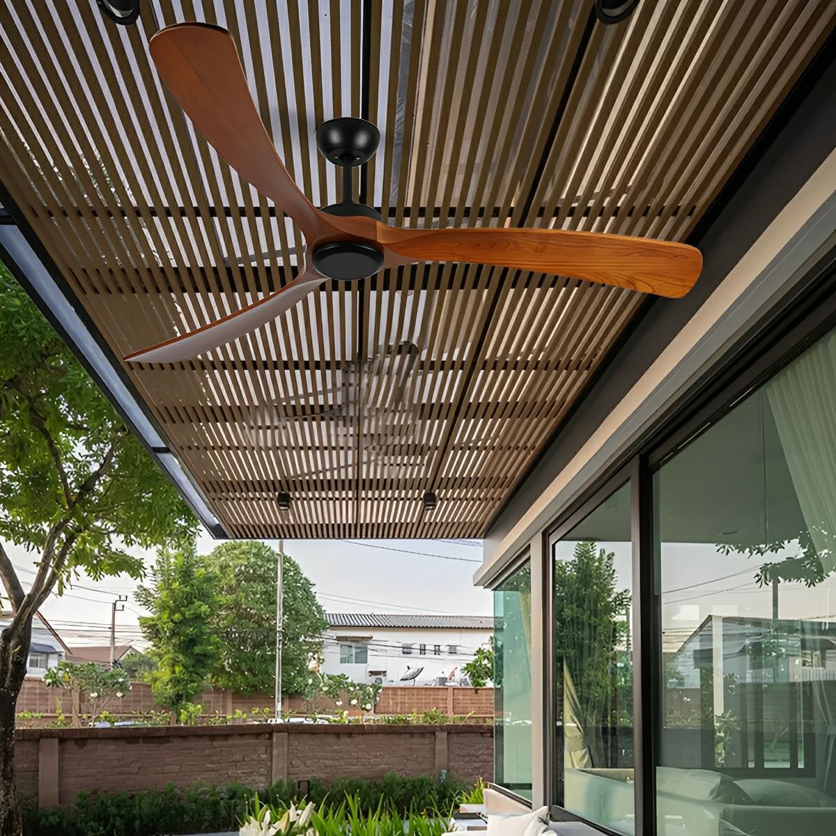 Outdoor Waterproof Wood Reverse Ceiling Fan