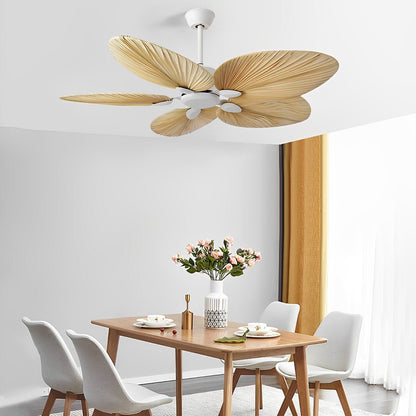 Palm Leaf Ceiling Fan with Silent DC Motor Frequency Conversion Remote Control For Bedroom