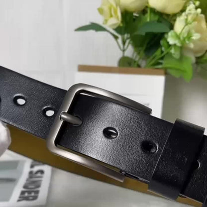 Durable Adjustable Leather Pin-Buckle Belt