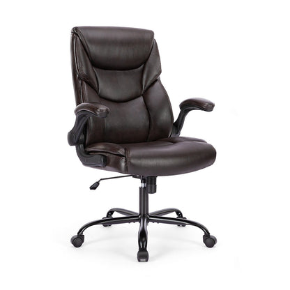 PU Leather Office Chair with Armrest,Lumbar Support, Strong Metal Base