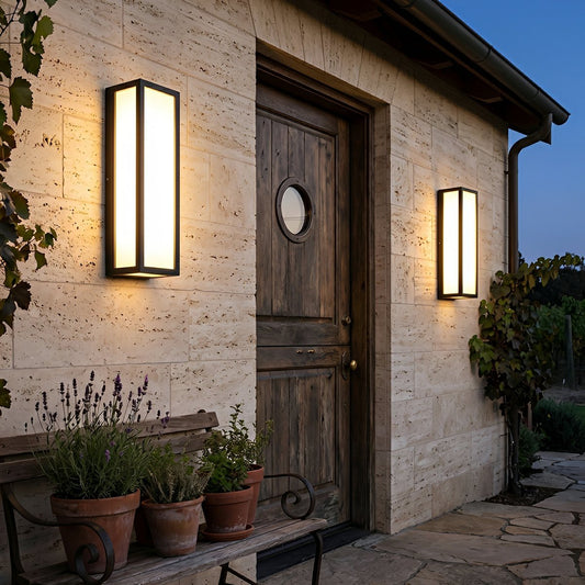 Rectangle LED Waterproof Motion Sensor Black Modern Wall Sconce Lighting