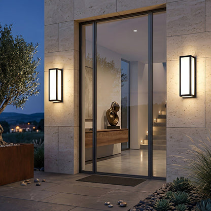 Rectangle LED Waterproof Motion Sensor Black Modern Wall Sconce Lighting
