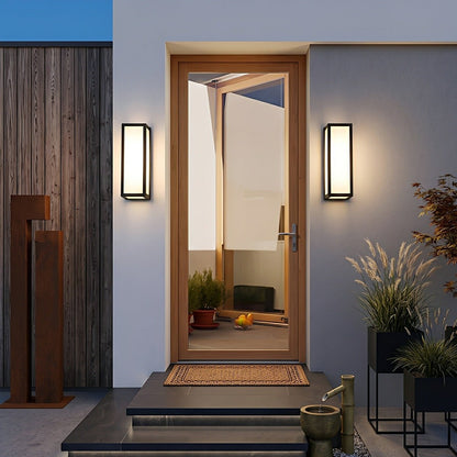Rectangle LED Waterproof Motion Sensor Black Modern Wall Sconce Lighting