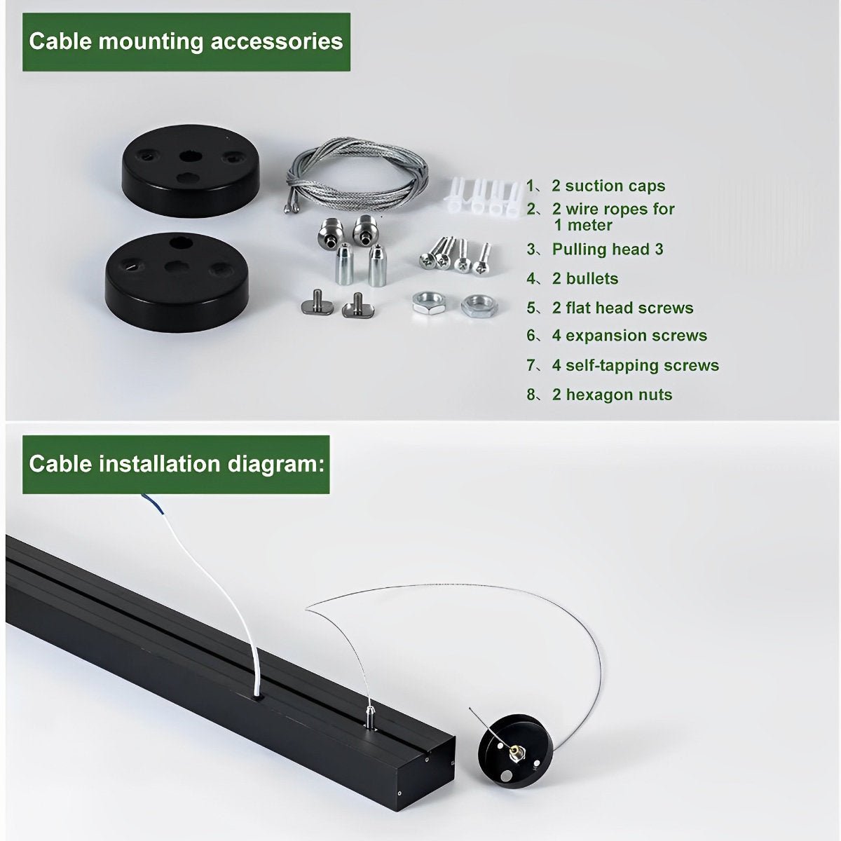 Minimalist Black LED Recessed Office Hanging Linear Light Set