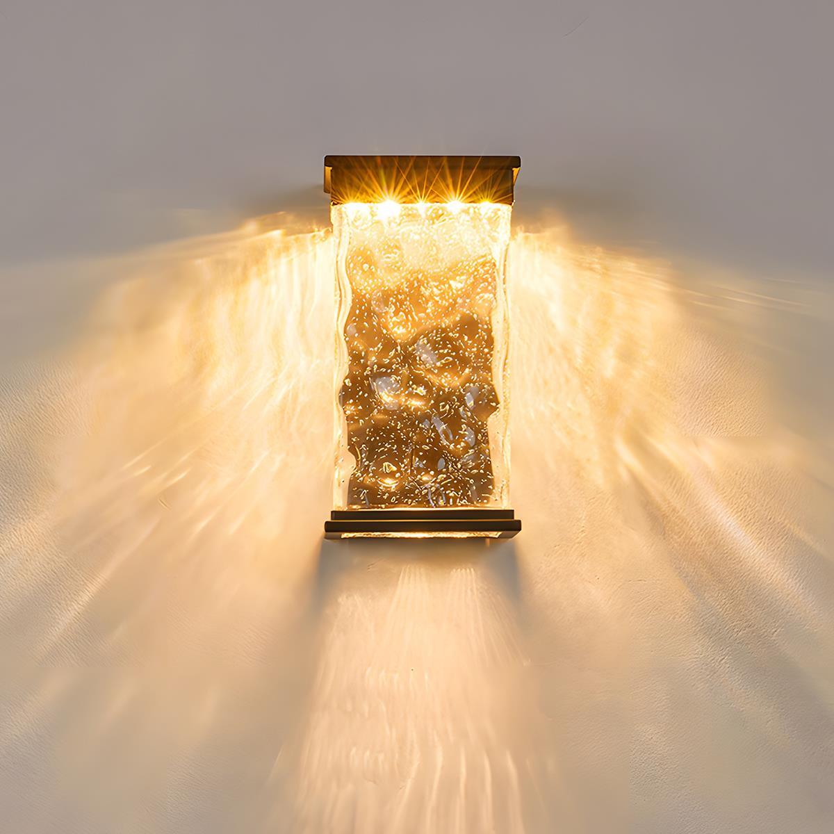 Rectangle Water Wave Waterproof Outdoor Porch LED Exterior Wall Lights