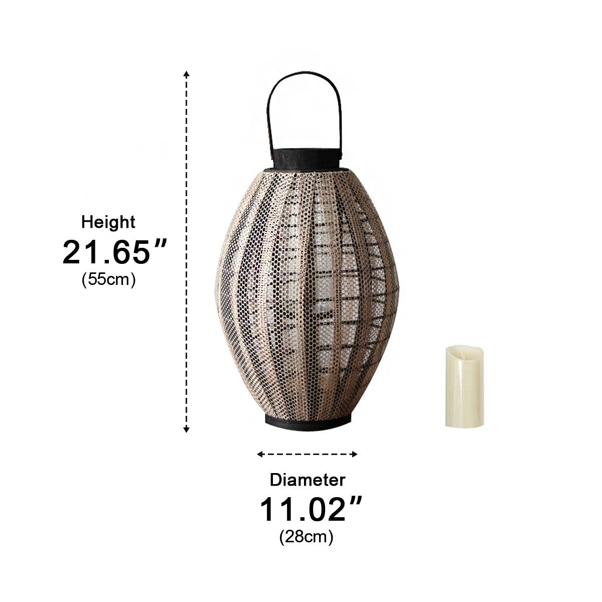 Retro Handmade Oval Cage LED Candle Floor Lamp Lantern