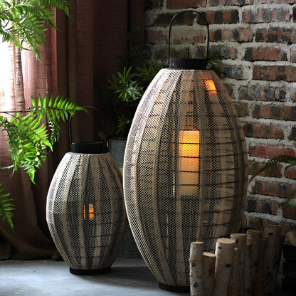Retro Handmade Oval Cage LED Candle Floor Lamp Lantern