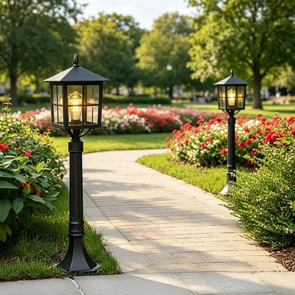 Retro Waterproof Black Outdoor Lawn Post Lights Lantern Lamps