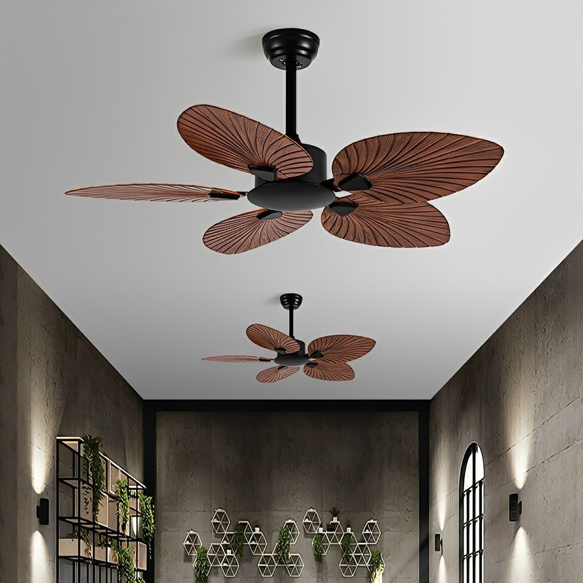 Rustic Coastal Leaf-shaped Modern DC Motor Reverse Ceiling Fan