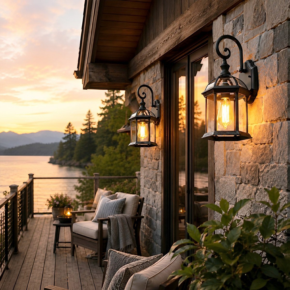 Rustic Gazebo Waterproof Outdoor LED Porch Wall Lights
