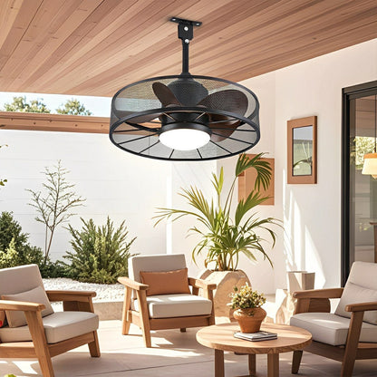Rustic Mesh Ring - Round Outdoor DC Motor Reverse Ceiling Fan Light