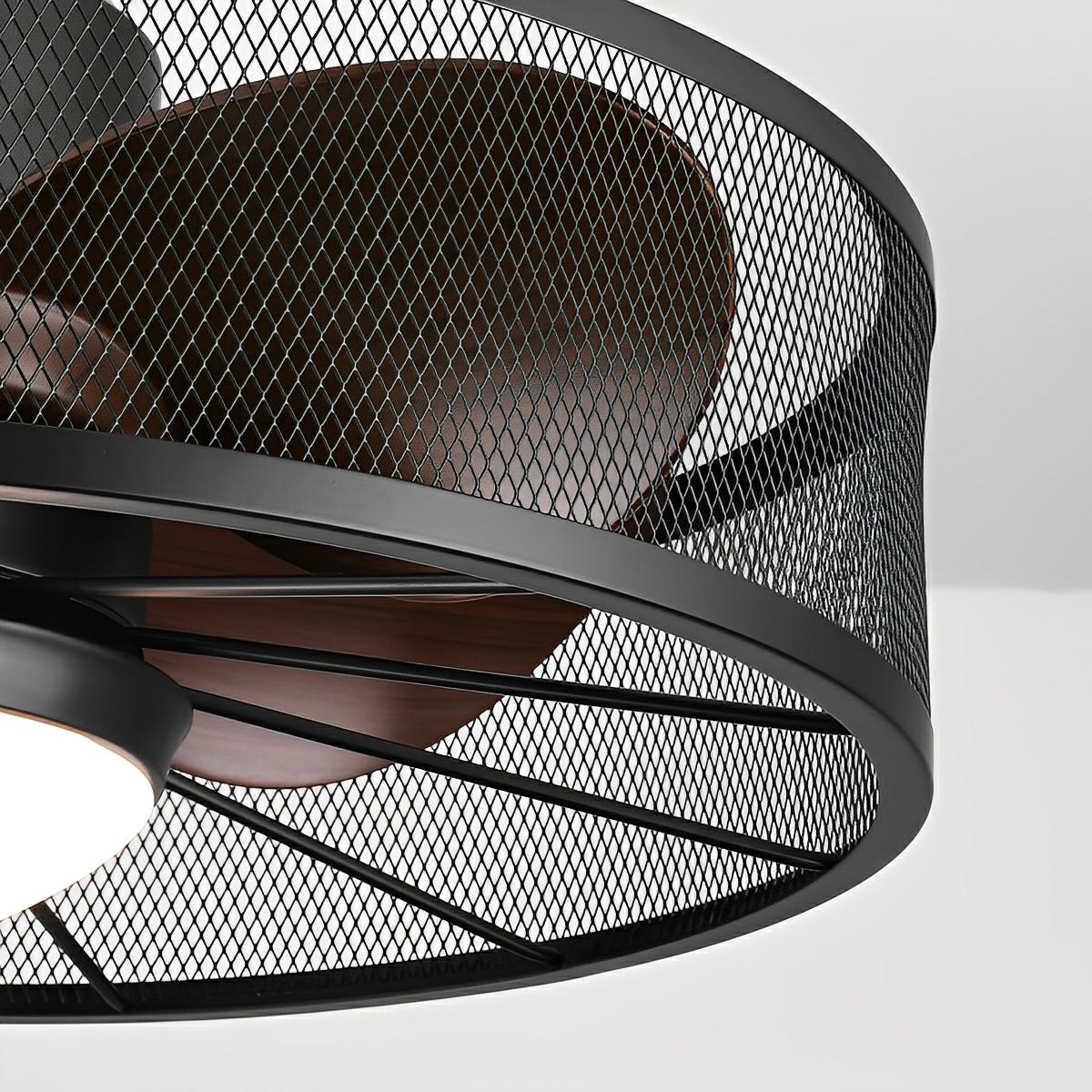Rustic Mesh Ring - Round Outdoor DC Motor Reverse Ceiling Fan Light