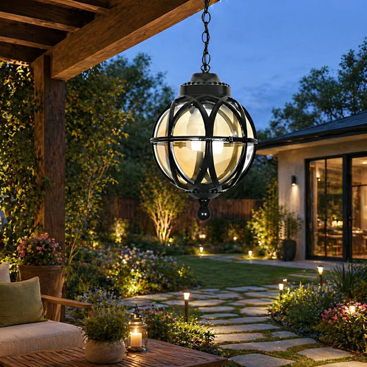 Rustic Waterproof Globe Outdoor Light Pendant Light Hanging Lantern