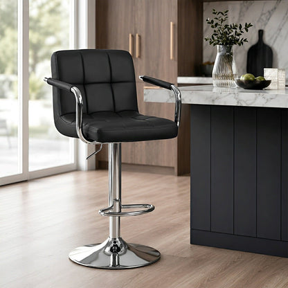 Set of 2 Adjustable Swivel Bar Chairs with Armrests