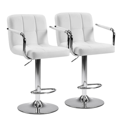 Set of 2 Adjustable Swivel Bar Chairs with Armrests