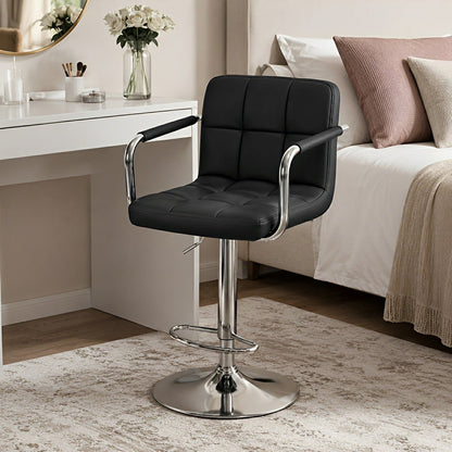 Set of 2 Adjustable Swivel Bar Chairs with Armrests
