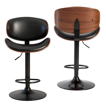 Set of 2 Adjustable Swivel Bar Stools with Backrest & Footrest