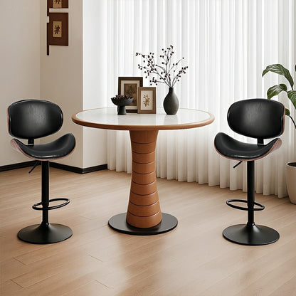 Set of 2 Adjustable Swivel Bar Stools with Backrest & Footrest