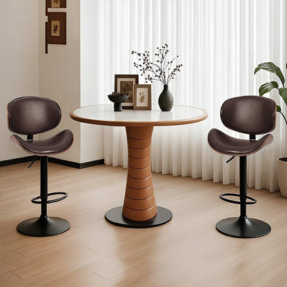 Set of 2 Adjustable Swivel Bar Stools with Backrest & Footrest