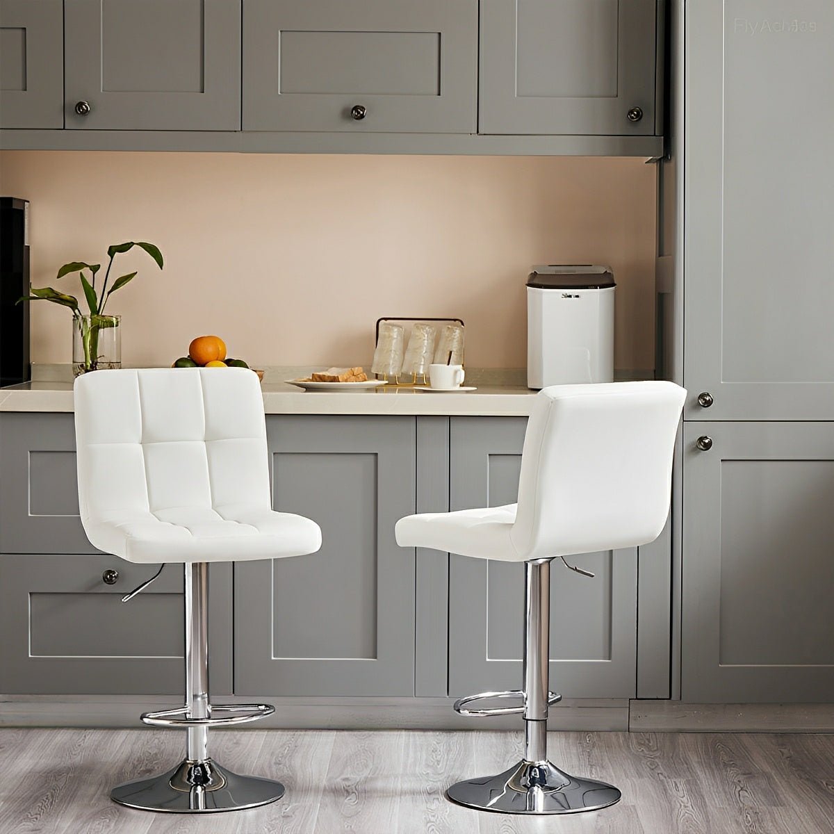 Set of 2 Ergonomic Adjustable Swivel Bar Stools