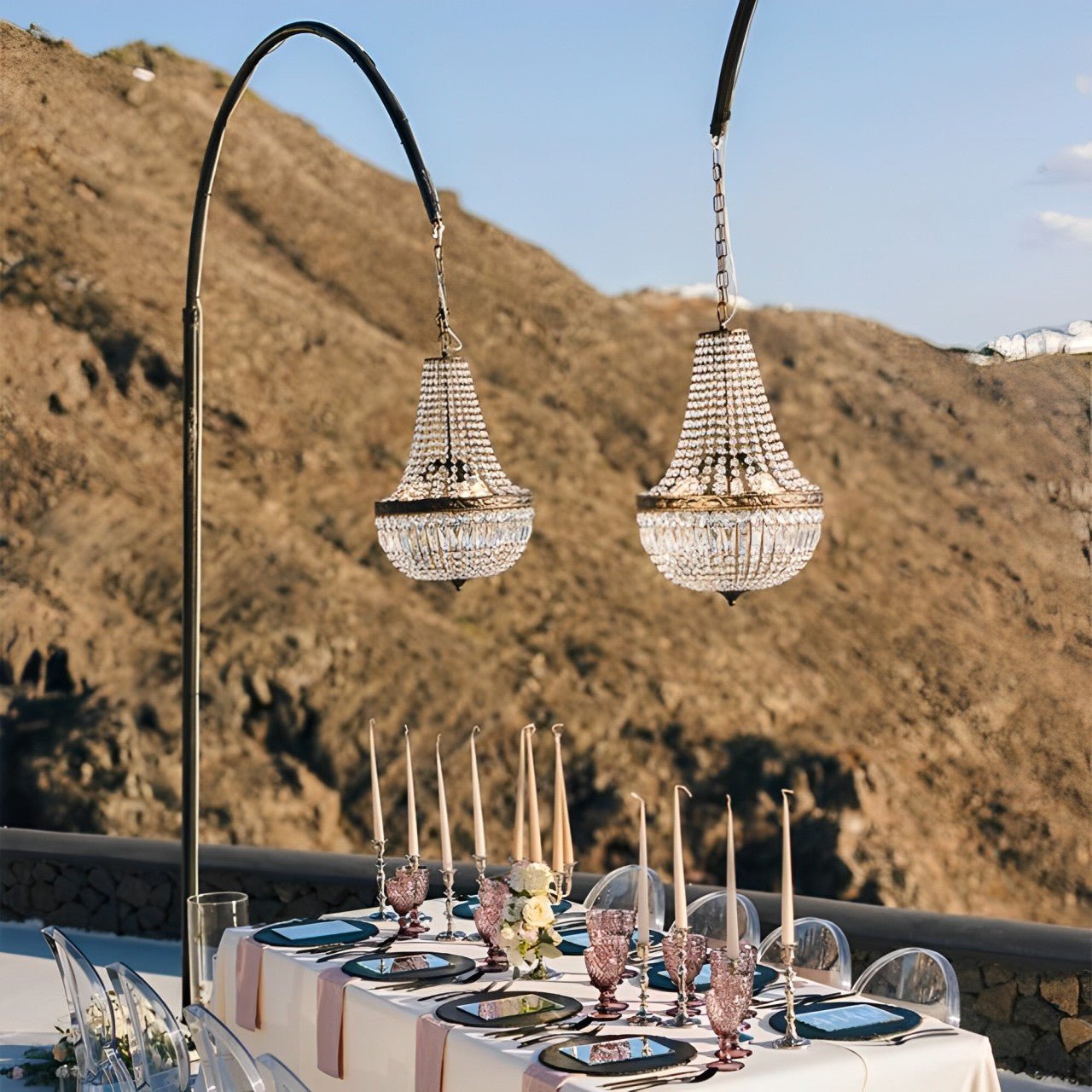 Set of 2 Luxury Waterproof Outdoor Wedding Crystal Chandeliers