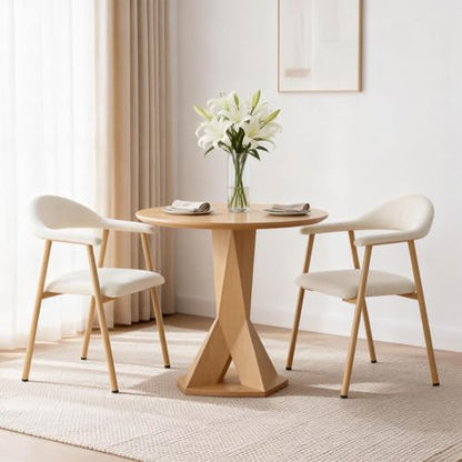Set of 2 Modern Linen Dining Chairs with Curved Backrest