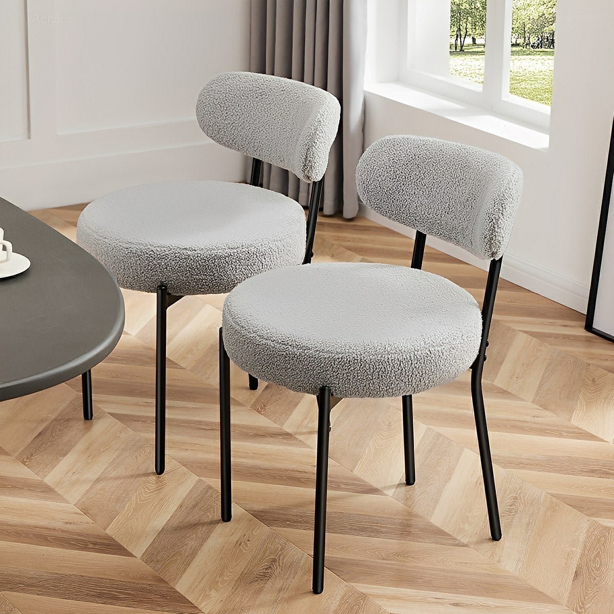 Set of 2 Upholstered Dining Chairs – Steel Frame, Padded Seat