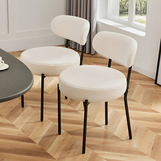 Set of 2 Upholstered Dining Chairs – Steel Frame, Padded Seat