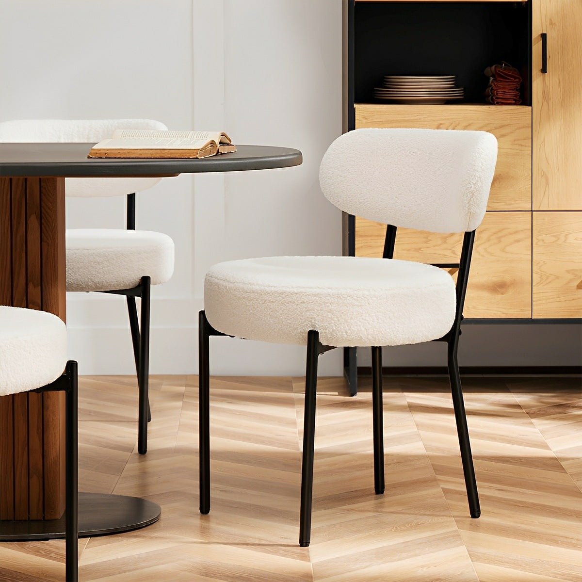 Set of 2 Upholstered Dining Chairs – Steel Frame, Padded Seat