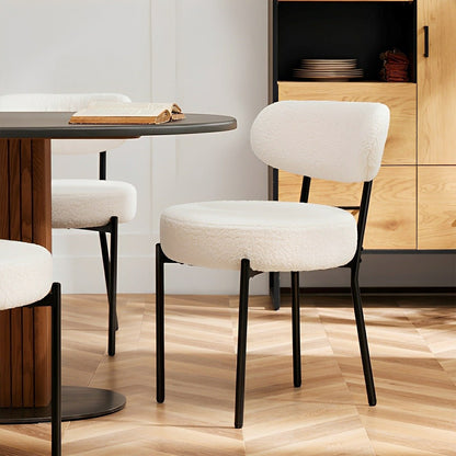 Set of 2 Upholstered Dining Chairs – Steel Frame, Padded Seat