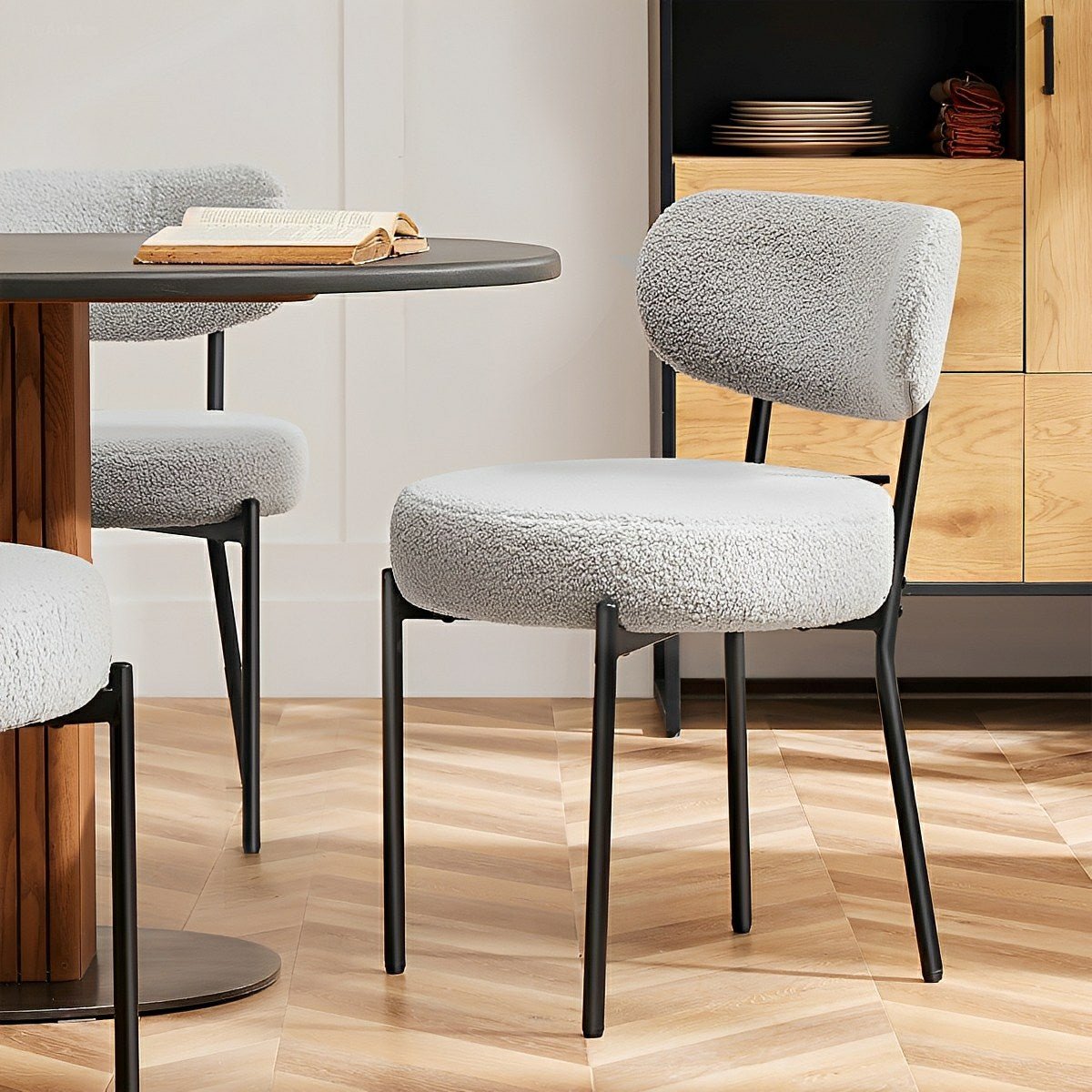 Set of 2 Upholstered Dining Chairs – Steel Frame, Padded Seat