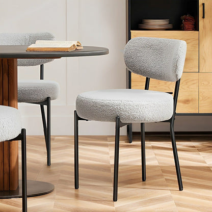 Set of 2 Upholstered Dining Chairs – Steel Frame, Padded Seat