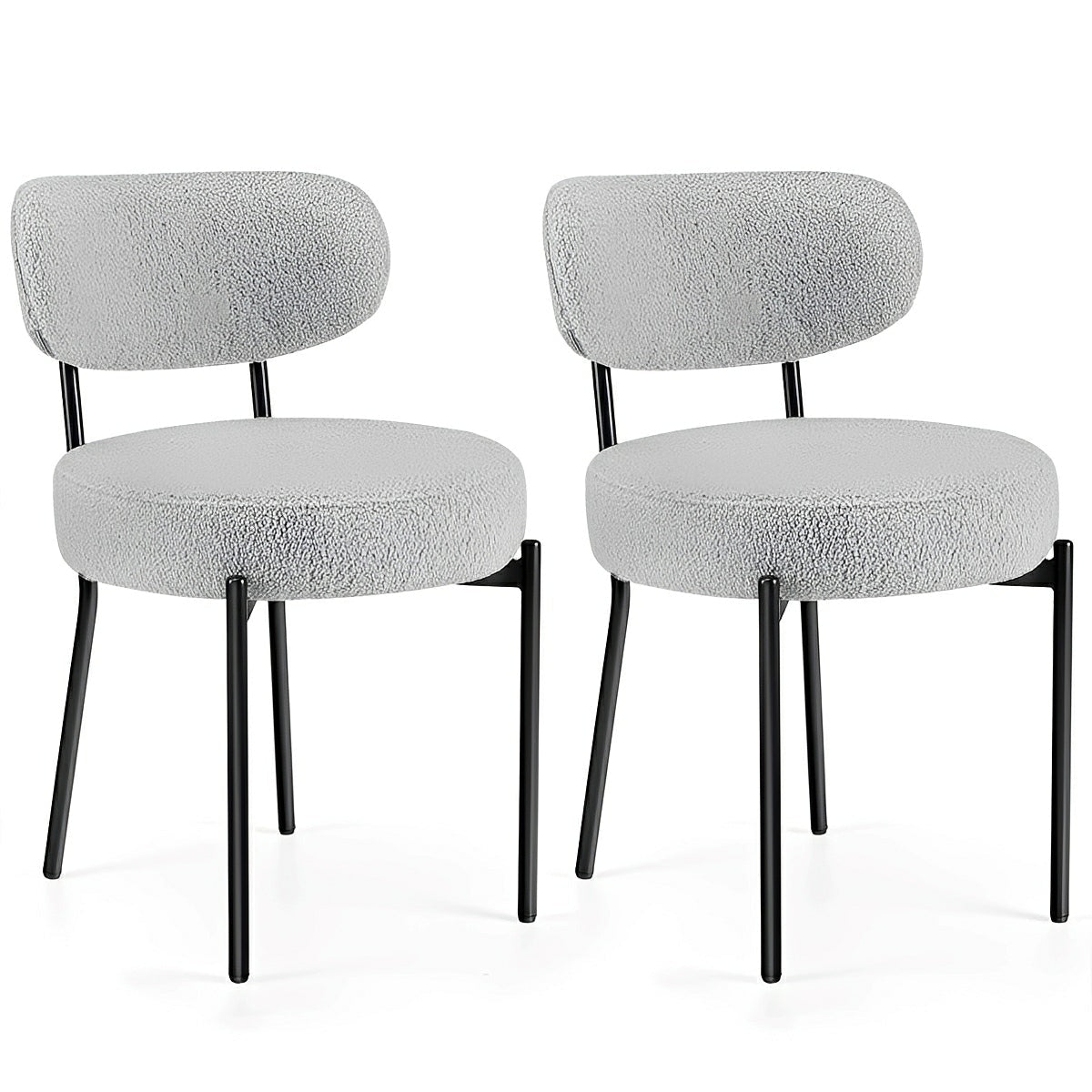 Set of 2 Upholstered Dining Chairs – Steel Frame, Padded Seat