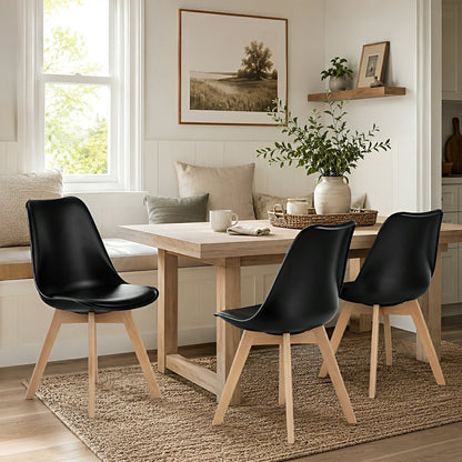 Set of 4 Modern PU Leather Dining Chairs with Curved Backrest