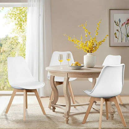 Set of 4 Modern PU Leather Dining Chairs with Curved Backrest