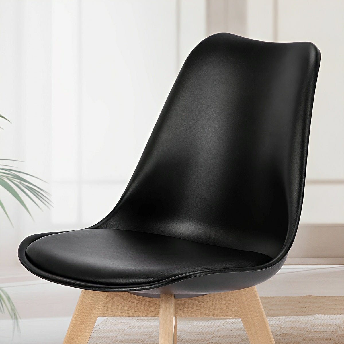 Set of 4 Modern PU Leather Dining Chairs with Curved Backrest