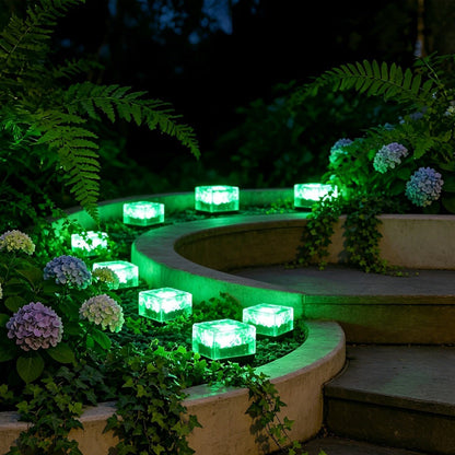 Solar Outdoor Square Ice Brick Cube LED Waterproof Lawn Lights
