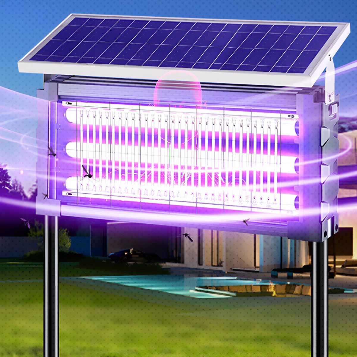 Solar Waterproof LED Outdoor Lawn Mosquito Bug Zapper Killer Lights
