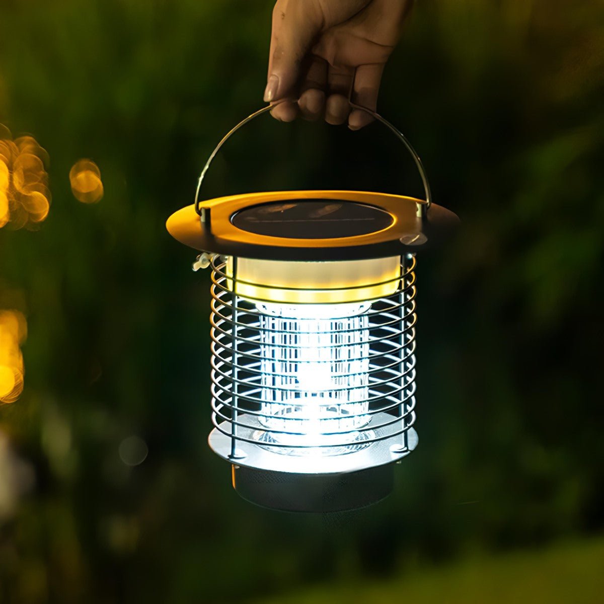 Solar Waterproof LED Outdoor Mosquito Bug Zapper Killer Hanging Lantern Rechargeable