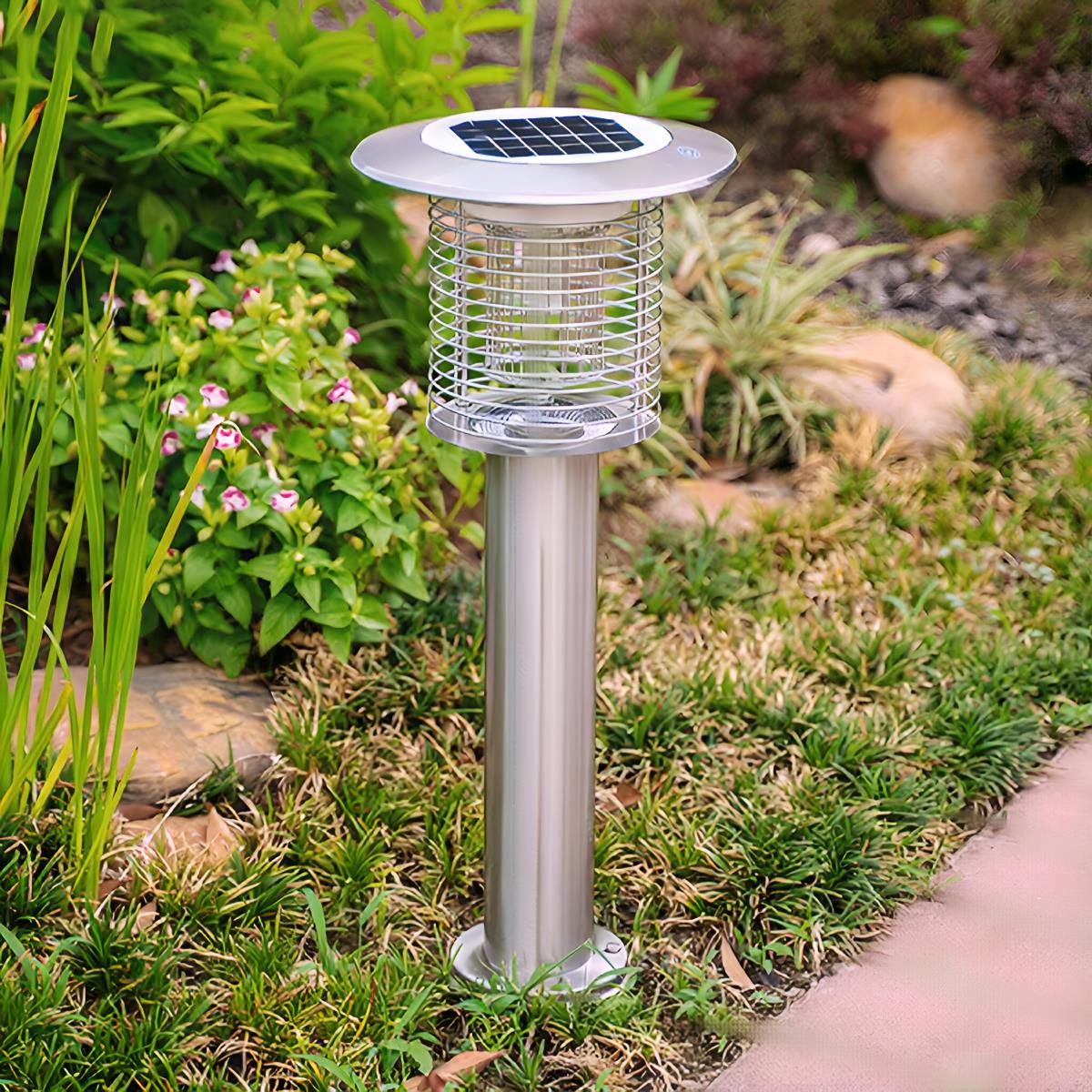 Solar Waterproof LED Outdoor Mosquito Bug Zapper Killer Lawn Pillar Lights