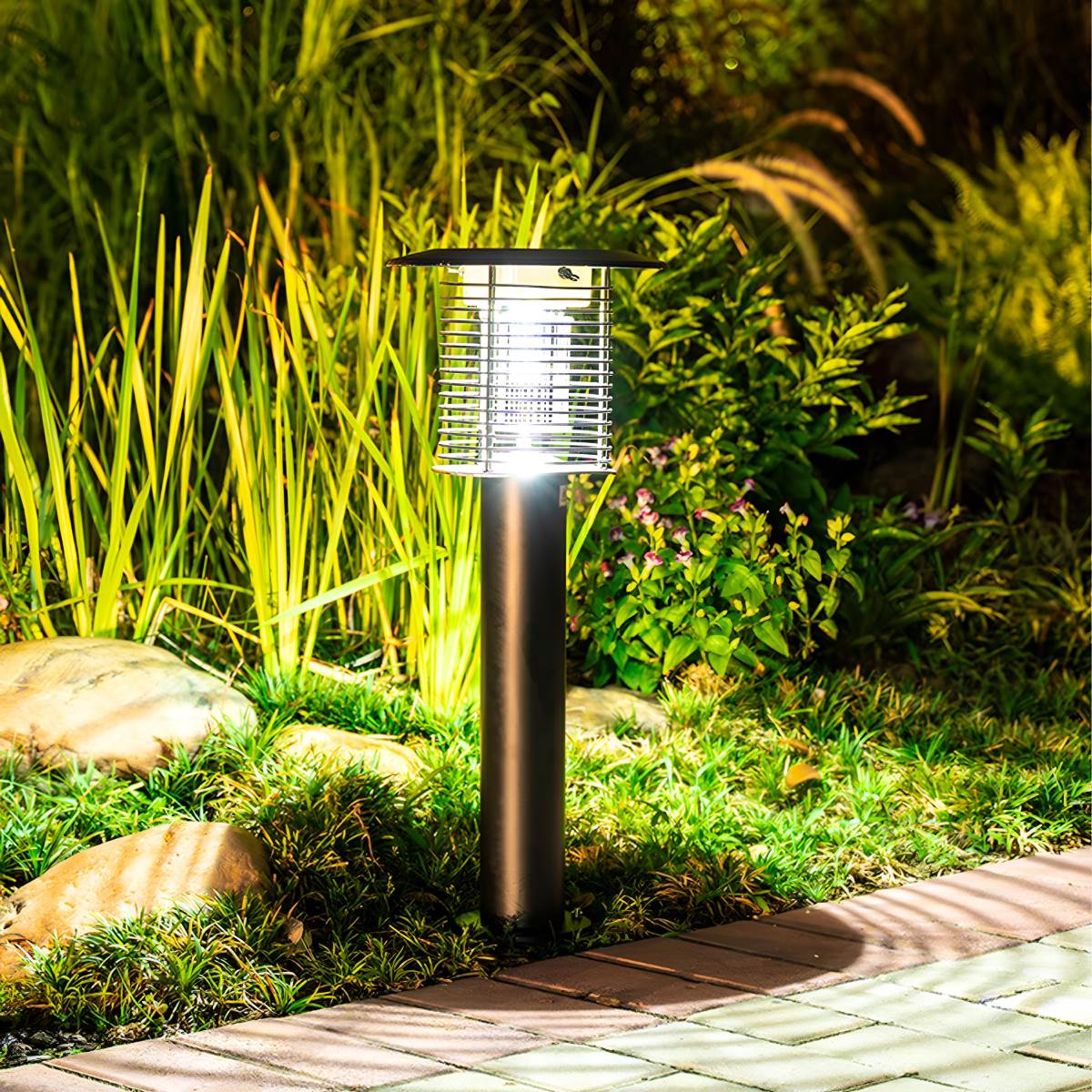Solar Waterproof LED Outdoor Mosquito Bug Zapper Killer Lawn Pillar Lights