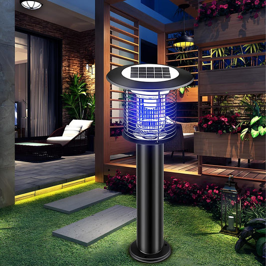 Solar Waterproof LED Outdoor Mosquito Bug Zapper Killer Lawn Pillar Lights