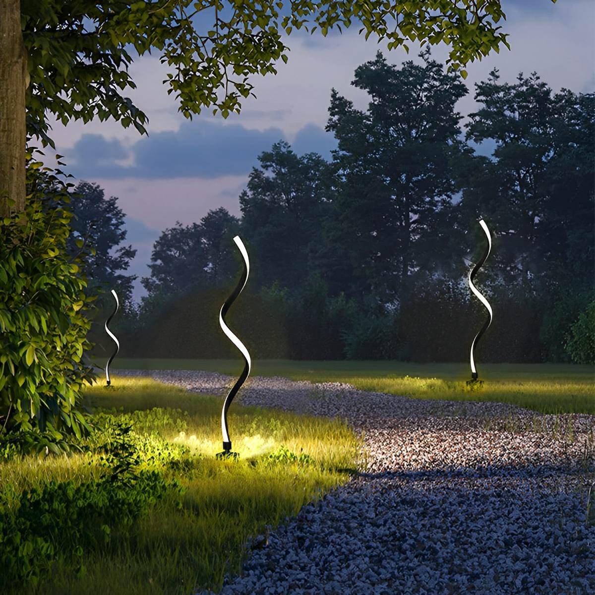 Waterproof Minimalist Spiral Outdoor LED Landscape Lawn Lights