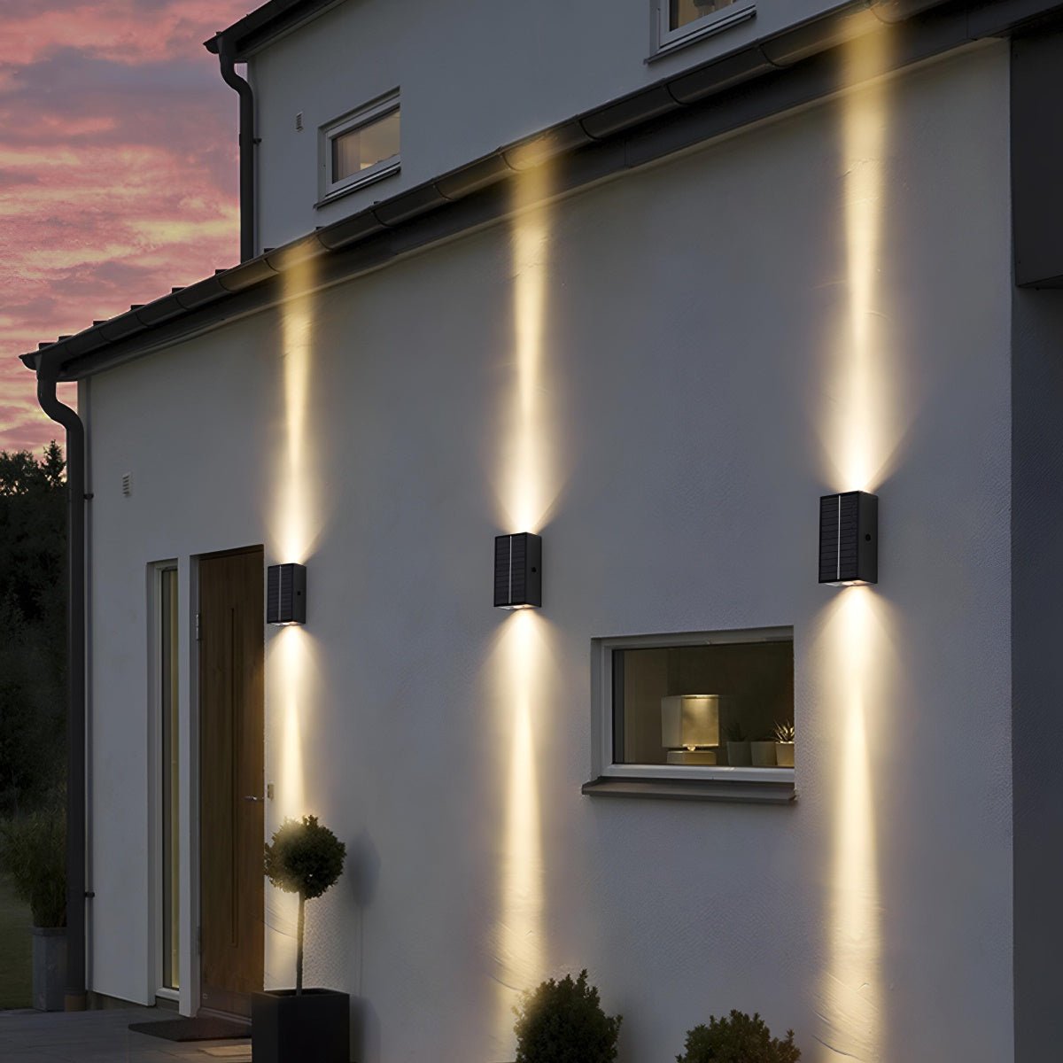 Solar Waterproof Modern Black Up&Down LED Outdoor Wall Washer Spot Lights