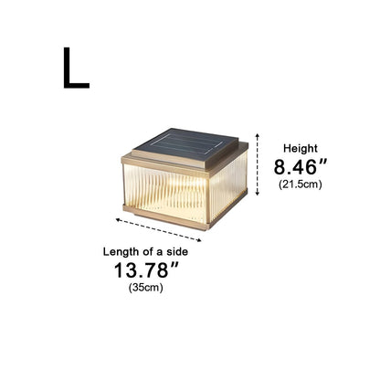 Solar Waterproof Square Vintage Copper LED Outdoor Post Light