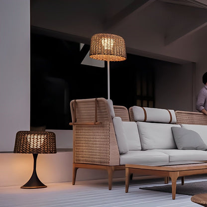 Waterproof Weave Shade LED Outdoor Floor Lamp