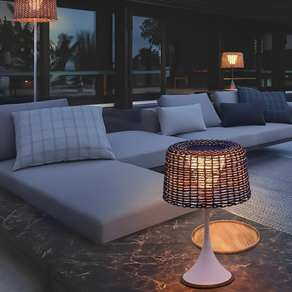 Waterproof Weave Shade LED Outdoor Floor Lamp