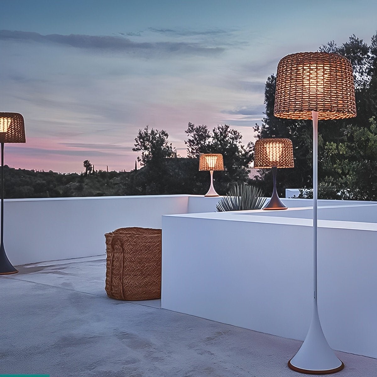 Waterproof Weave Shade LED Outdoor Floor Lamp